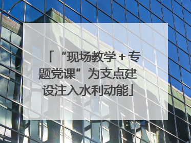 “现场教学＋专题党课”为支点建设注入水利动能