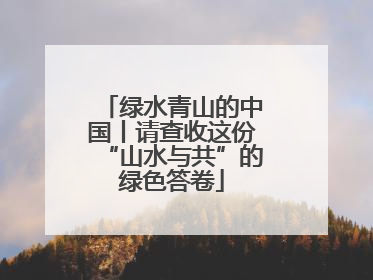 绿水青山的中国丨请查收这份“山水与共”的绿色答卷