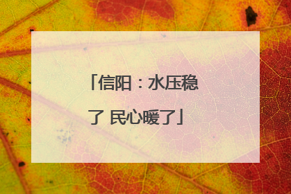 信阳：水压稳了 民心暖了