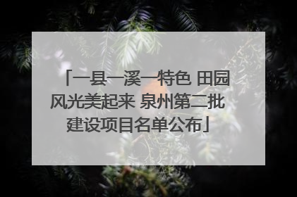 一县一溪一特色 田园风光美起来 泉州第二批建设项目名单公布