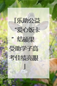 乐助公益“爱心饭卡”结硕果 受助学子高考佳绩亮眼