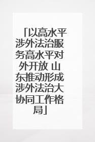 以高水平涉外法治服务高水平对外开放 山东推动形成涉外法治大协同工作格局