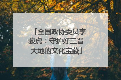 全国政协委员李骏虎：守护好三晋大地的文化宝藏