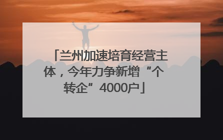 兰州加速培育经营主体，今年力争新增“个转企”4000户
