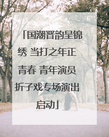 国潮晋韵呈锦绣 当打之年正青春 青年演员折子戏专场演出启动