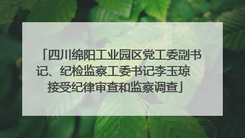 四川绵阳工业园区党工委副书记、纪检监察工委书记李玉琼 接受纪律审查和监察调查