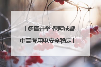 多措并举 保障成都中高考用电安全稳定