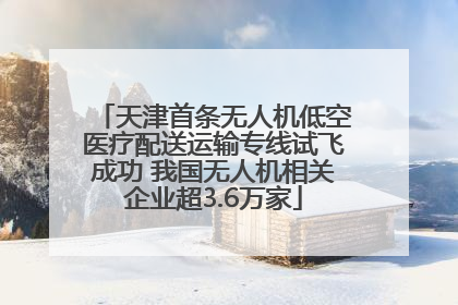 天津首条无人机低空医疗配送运输专线试飞成功 我国无人机相关企业超3.6万家