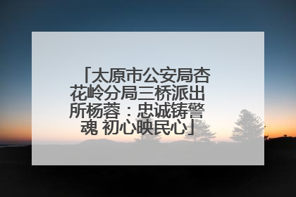 太原市公安局杏花岭分局三桥派出所杨蓉：忠诚铸警魂 初心映民心