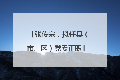 张传宗，拟任县（市、区）党委正职