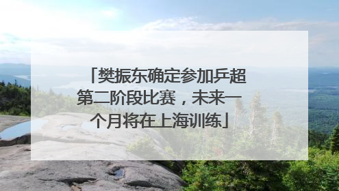 樊振东确定参加乒超第二阶段比赛，未来一个月将在上海训练