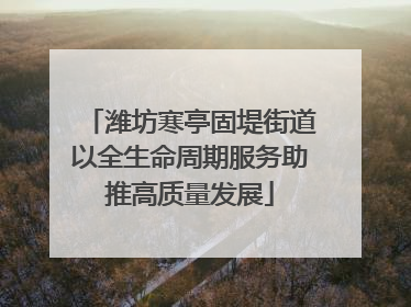 潍坊寒亭固堤街道以全生命周期服务助推高质量发展