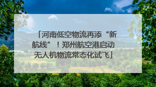 河南低空物流再添“新航线”！郑州航空港启动无人机物流常态化试飞