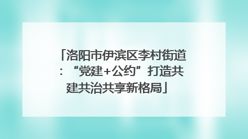 洛阳市伊滨区李村街道：“党建+公约”打造共建共治共享新格局