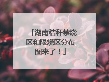 湖南秸秆禁烧区和限烧区分布图来了！