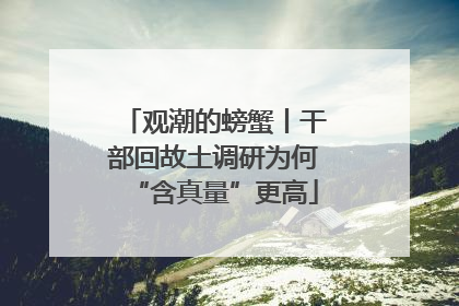观潮的螃蟹丨干部回故土调研为何“含真量”更高