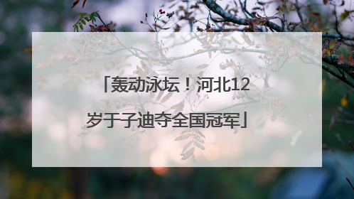 轰动泳坛！河北12岁于子迪夺全国冠军