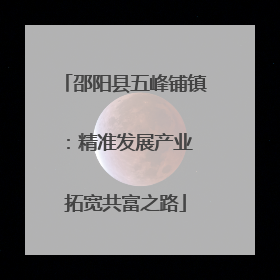 邵阳县五峰铺镇：精准发展产业 拓宽共富之路