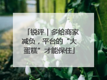 锐评｜多给商家减负，平台的“大蛋糕”才能保住