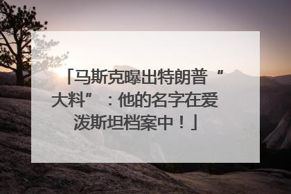 马斯克曝出特朗普“大料”：他的名字在爱泼斯坦档案中！