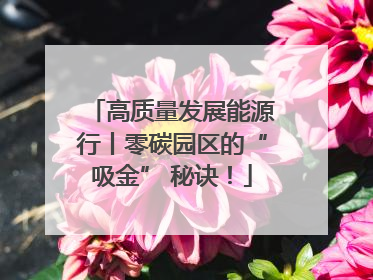 高质量发展能源行丨零碳园区的“吸金” 秘诀！