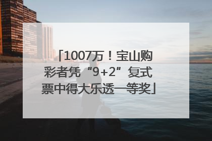 1007万！宝山购彩者凭“9+2”复式票中得大乐透一等奖