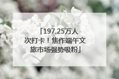 197.25万人次打卡！焦作端午文旅市场强势吸粉