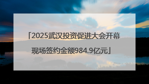 2025武汉投资促进大会开幕 现场签约金额984.9亿元